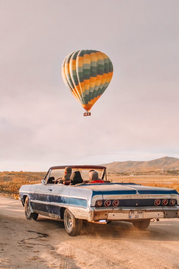 Car and hot air balloon